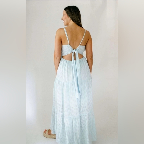 Meet Me In Santorini* Open Back* Sundress* Blue* Sz M - Picture 2 of 10